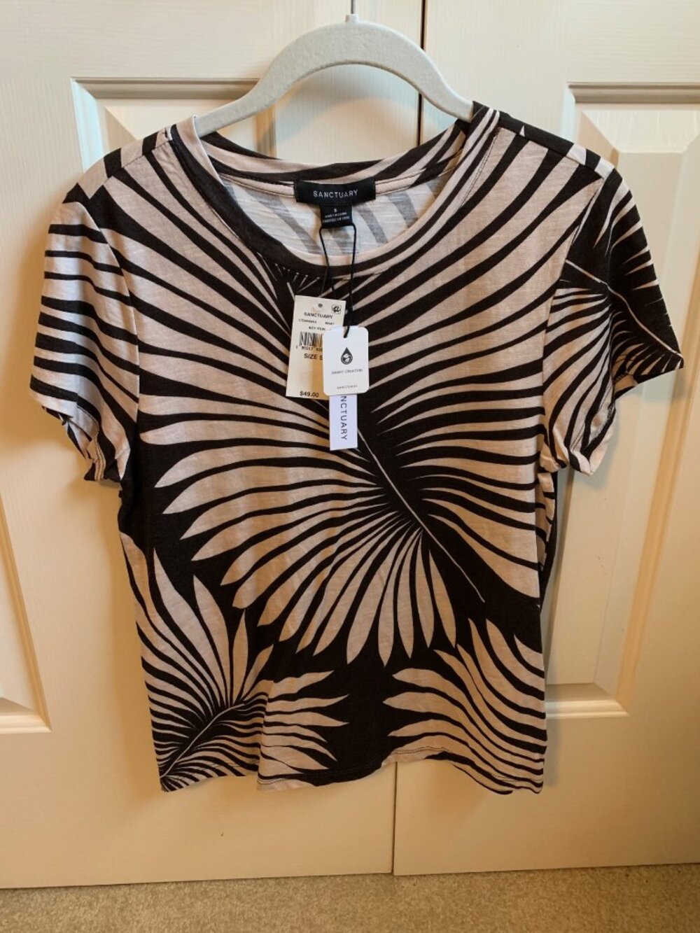 Sanctuary Perfect Tee Brown Tan Palm Size Small NWT